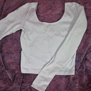 Blue Wild Fable Long Sleeved Ribbed Crop Top-Small